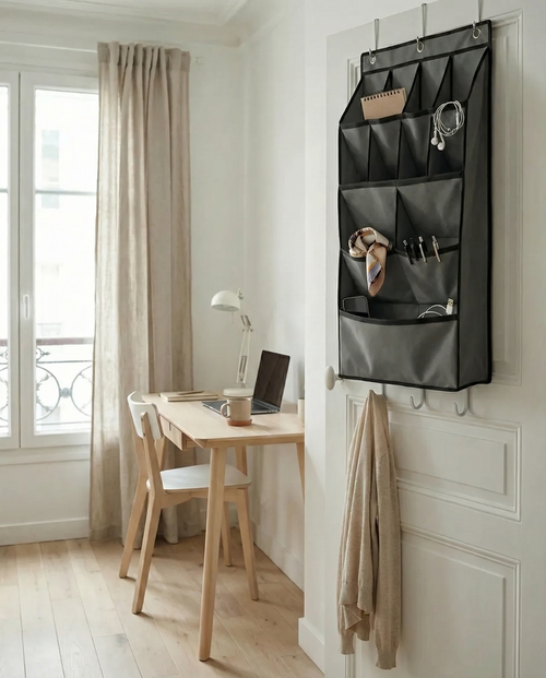 Rangement derrière porte – Organisateur suspendu sans perçage