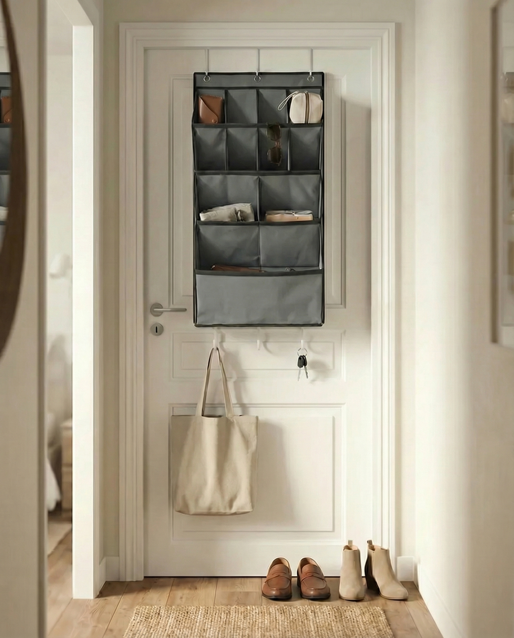 Rangement derrière porte – Organisateur suspendu sans perçage